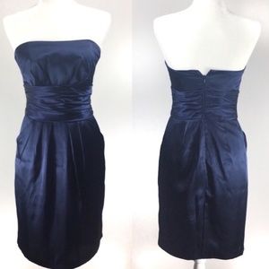 Davids Bridal Navy Dress Strapless Satin